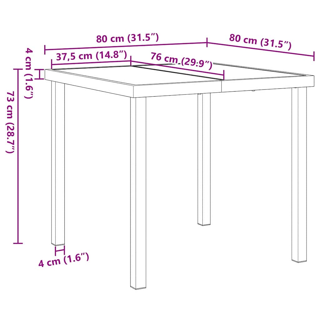 Vrtni set za objed 3 pcs Crna Čelik s prahom premazan