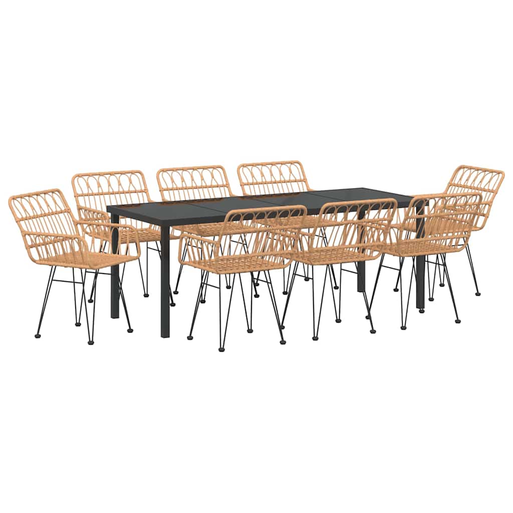 Vrtni set za objed 9 pcs Smeđa Čelik s prahom premazan
