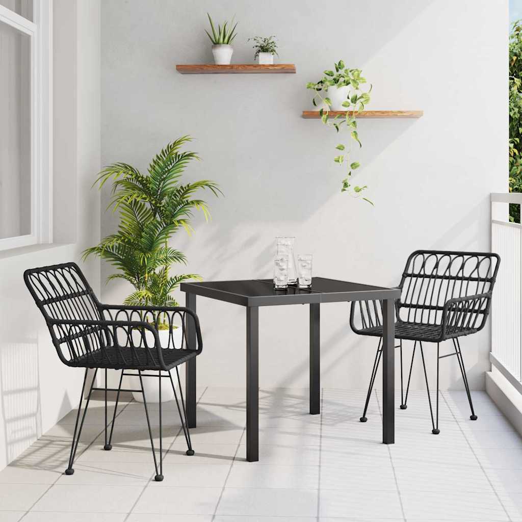 Vrtni set za objed 3 pcs Crna Čelik s prahom premazan