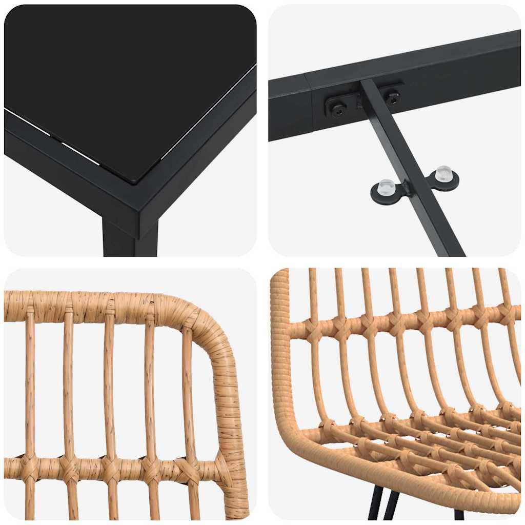 Vrtni set za objed 9 pcs Smeđa Čelik s prahom premazan