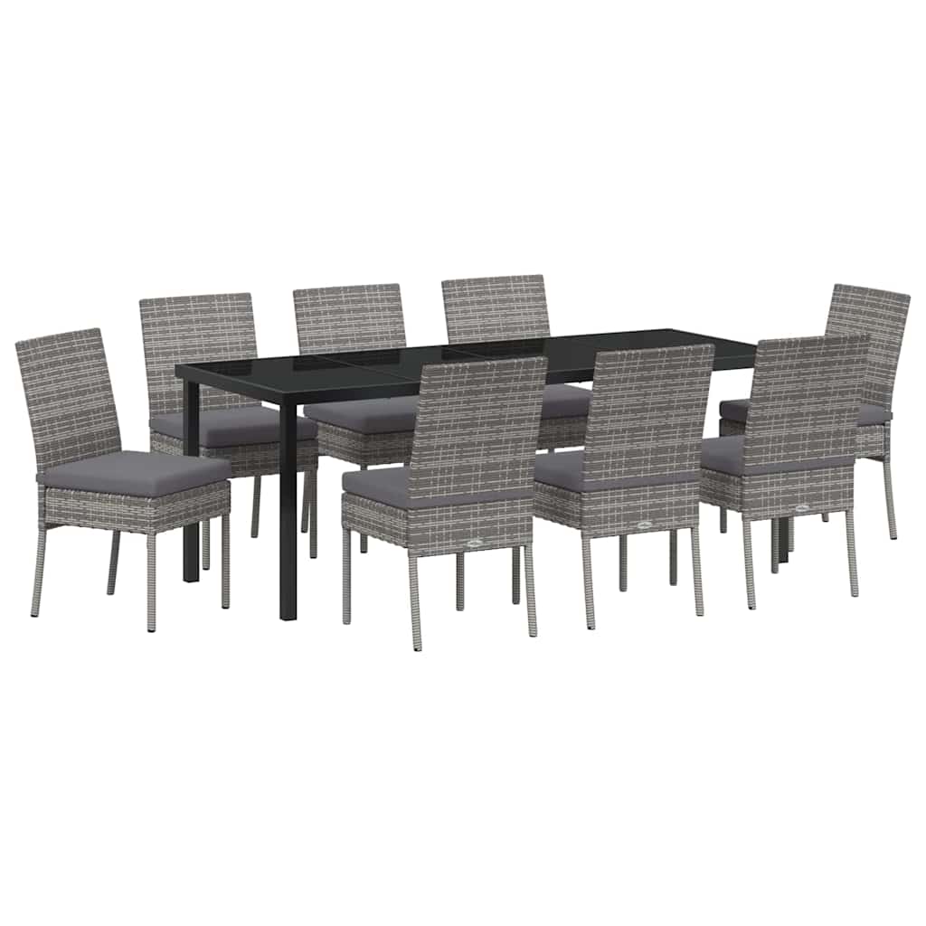 Vrtni set za objed 9 pcs Siva Čelik s prahom premazan