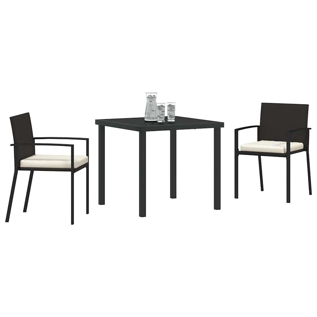 Vrtni set za objed 3 pcs Crna Čelik s prahom premazan