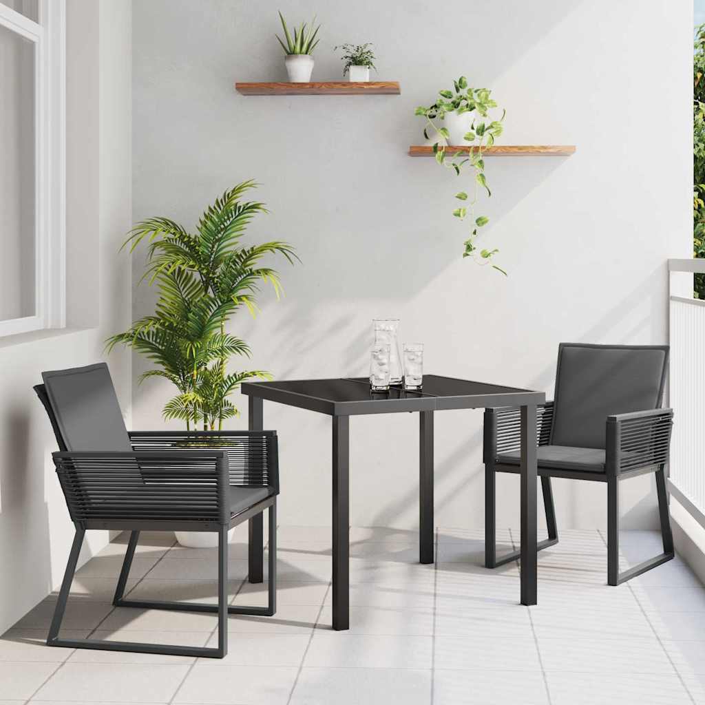 Vrtni set za objed 3 pcs Crna Čelik s prahom premazan