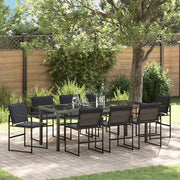 Vrtni set za objed 9 pcs Crna 200 x 80 x 73 cm