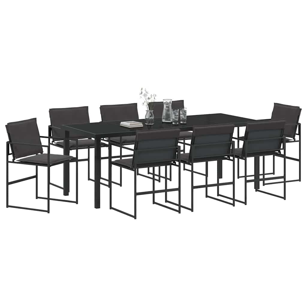 Vrtni set za objed 9 pcs Crna 200 x 80 x 73 cm