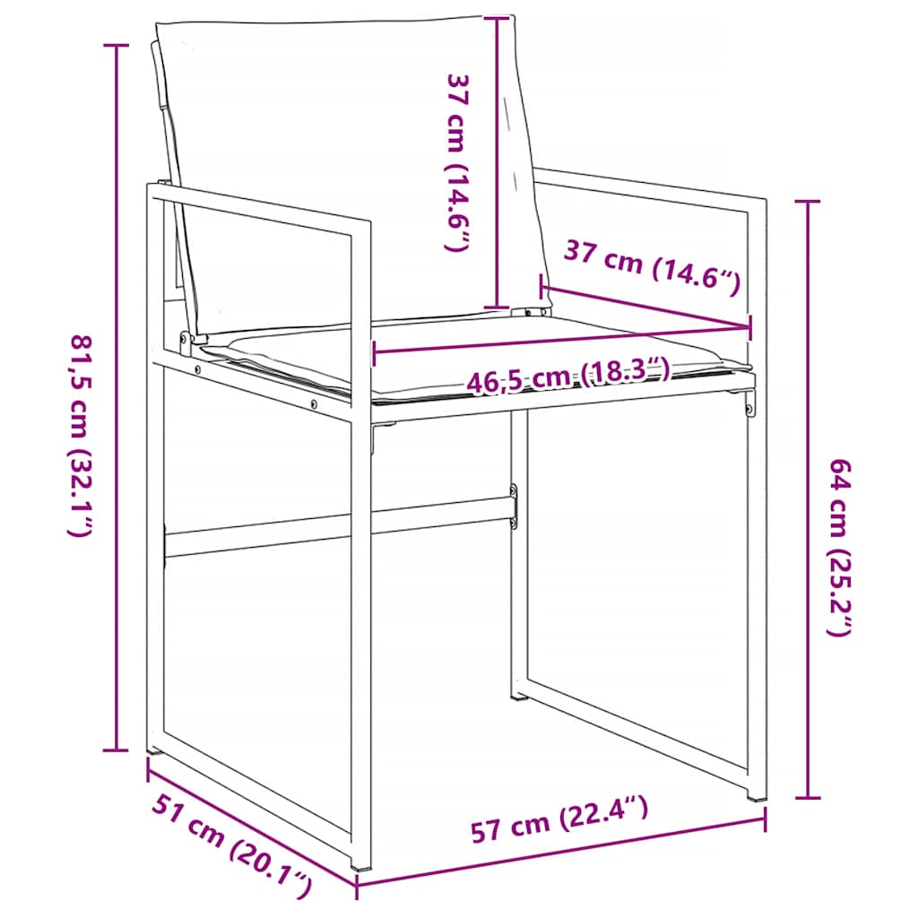 Vrtni set za objed 9 pcs Crna 200 x 80 x 73 cm