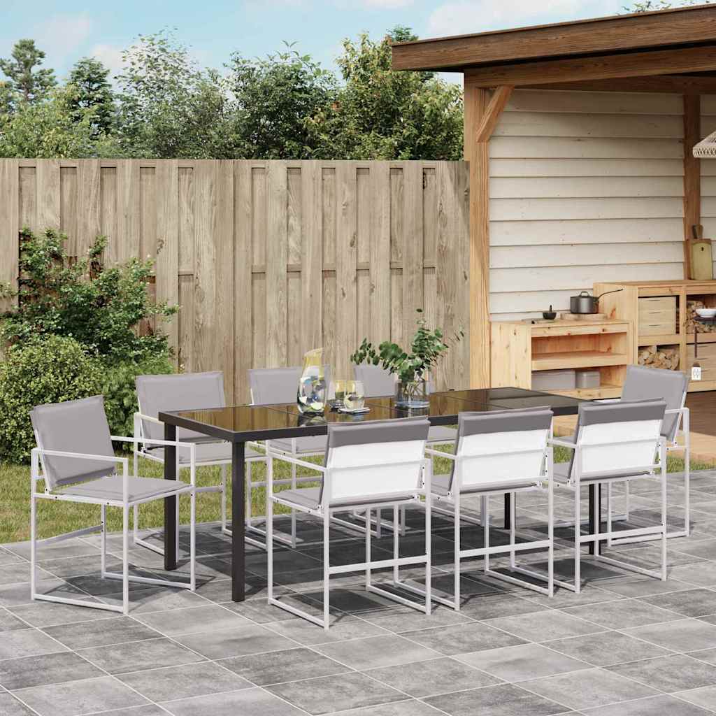 Vrtni set za objed 9 pcs Bijela 200 x 80 x 73 cm