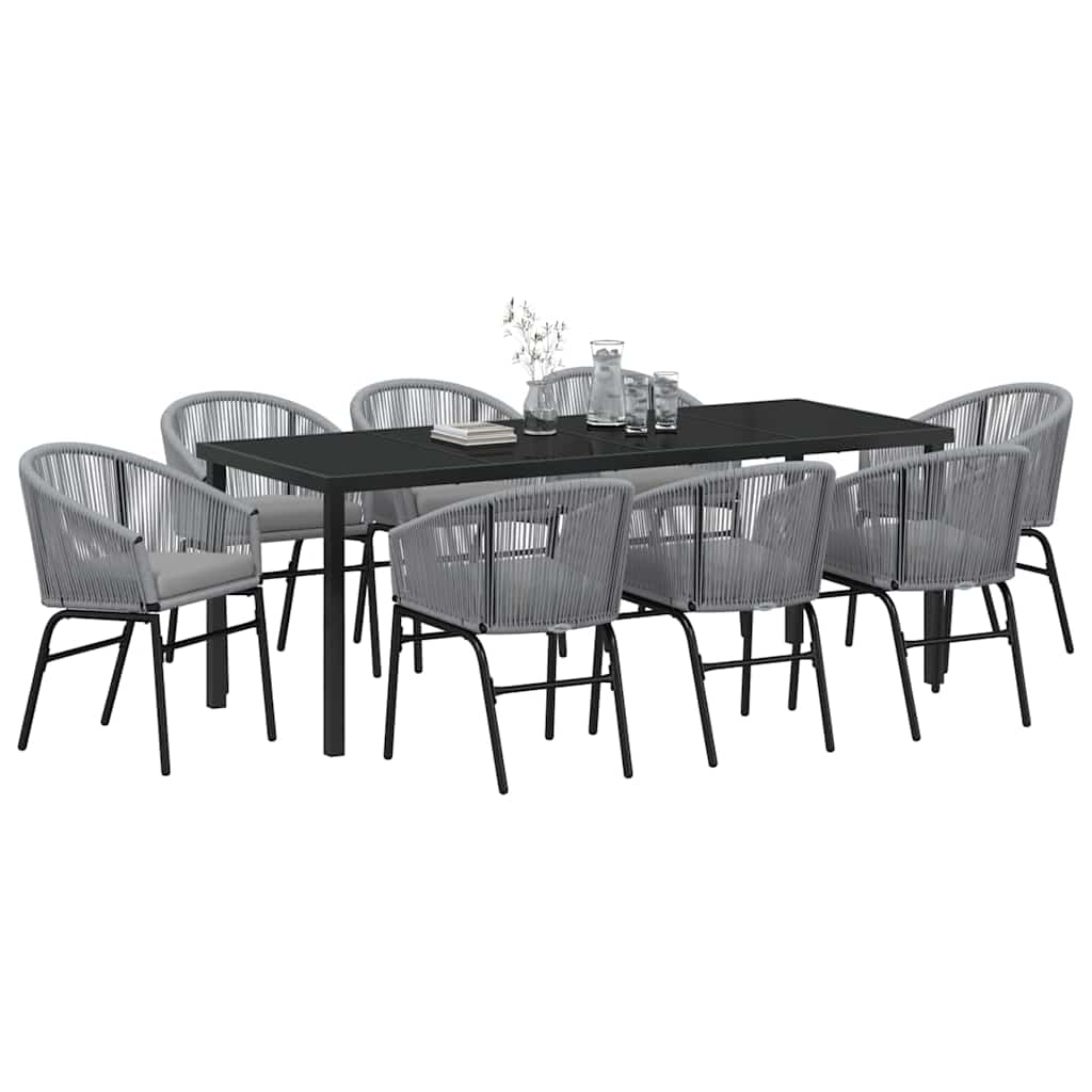 Vrtni set za objed 9 pcs Antracit Čelik s prahom premazan
