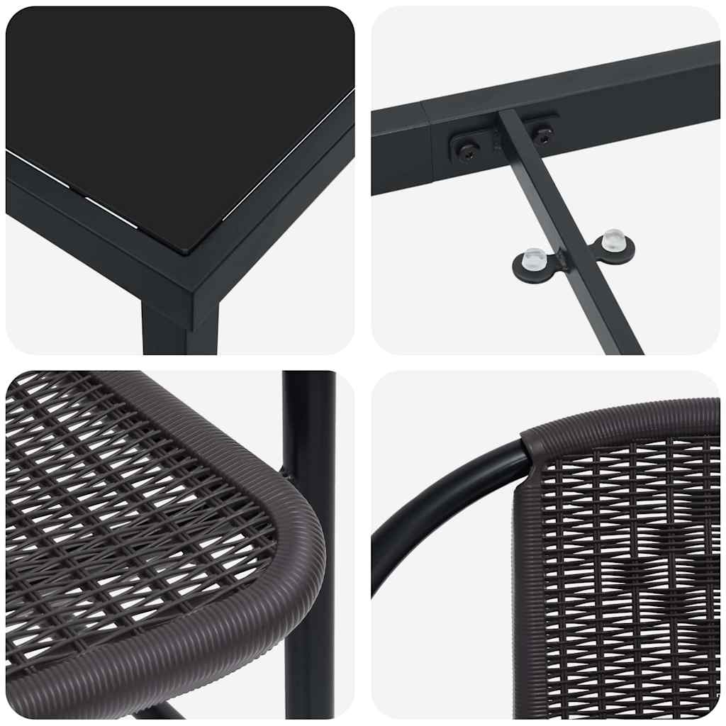 Vrtni set za objed 9 pcs Crna Čelik s prahom premazan