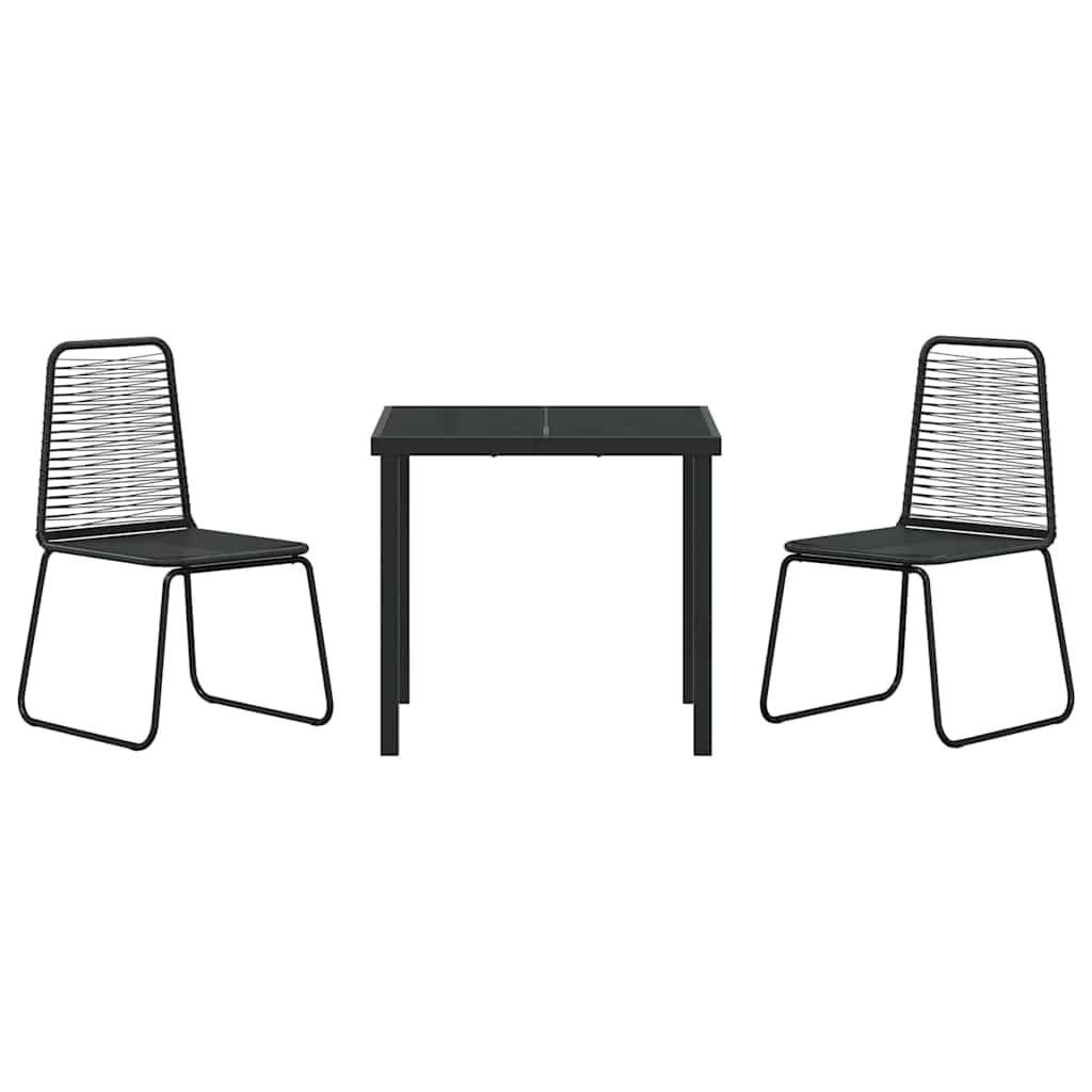 Vrtni set za objed 3 pcs Crna Čelik s prahom premazan