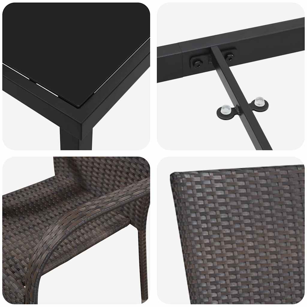 Vrtni set za objed 3 pcs Smeđa Čelik s prahom premazan