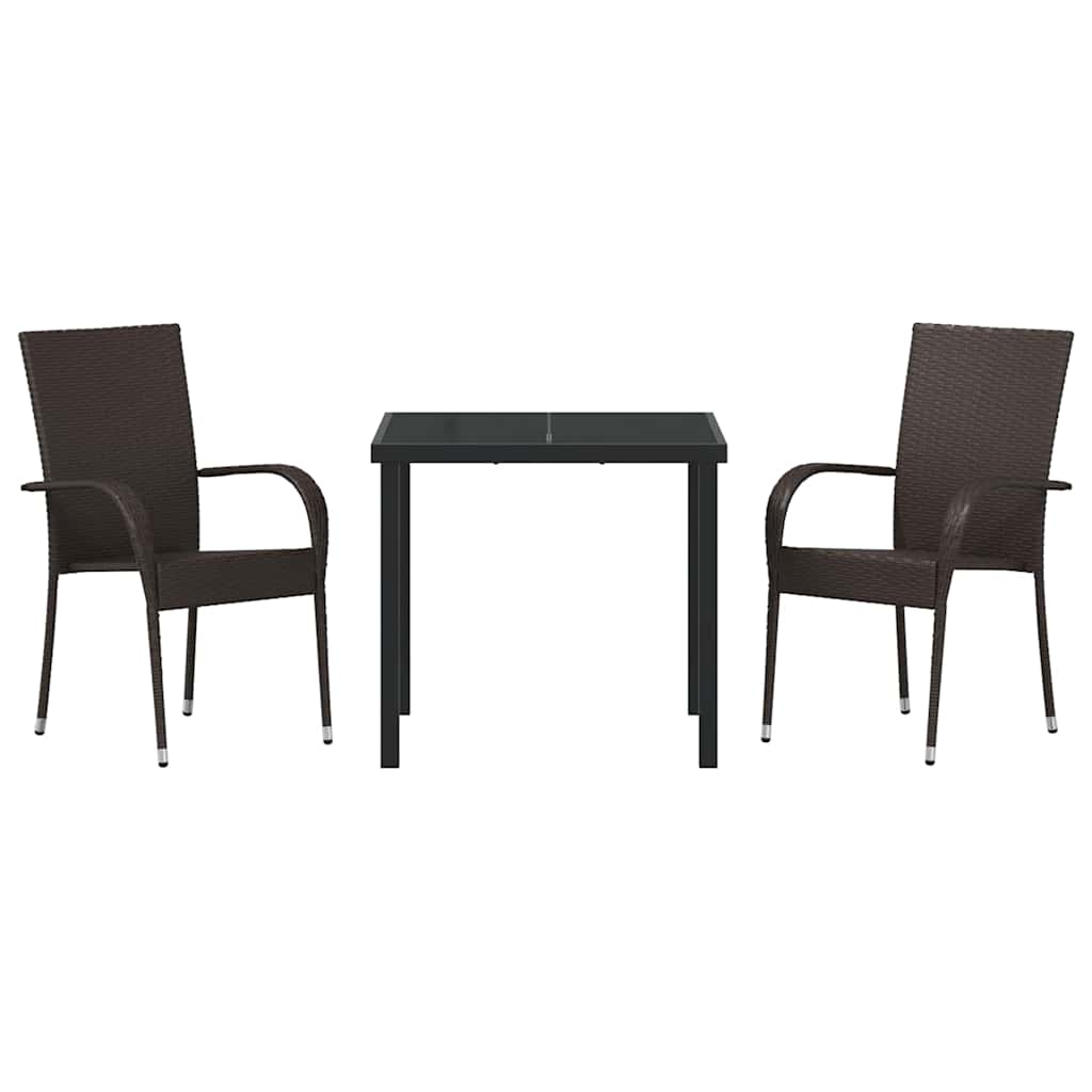 Vrtni set za objed 3 pcs Smeđa Čelik s prahom premazan