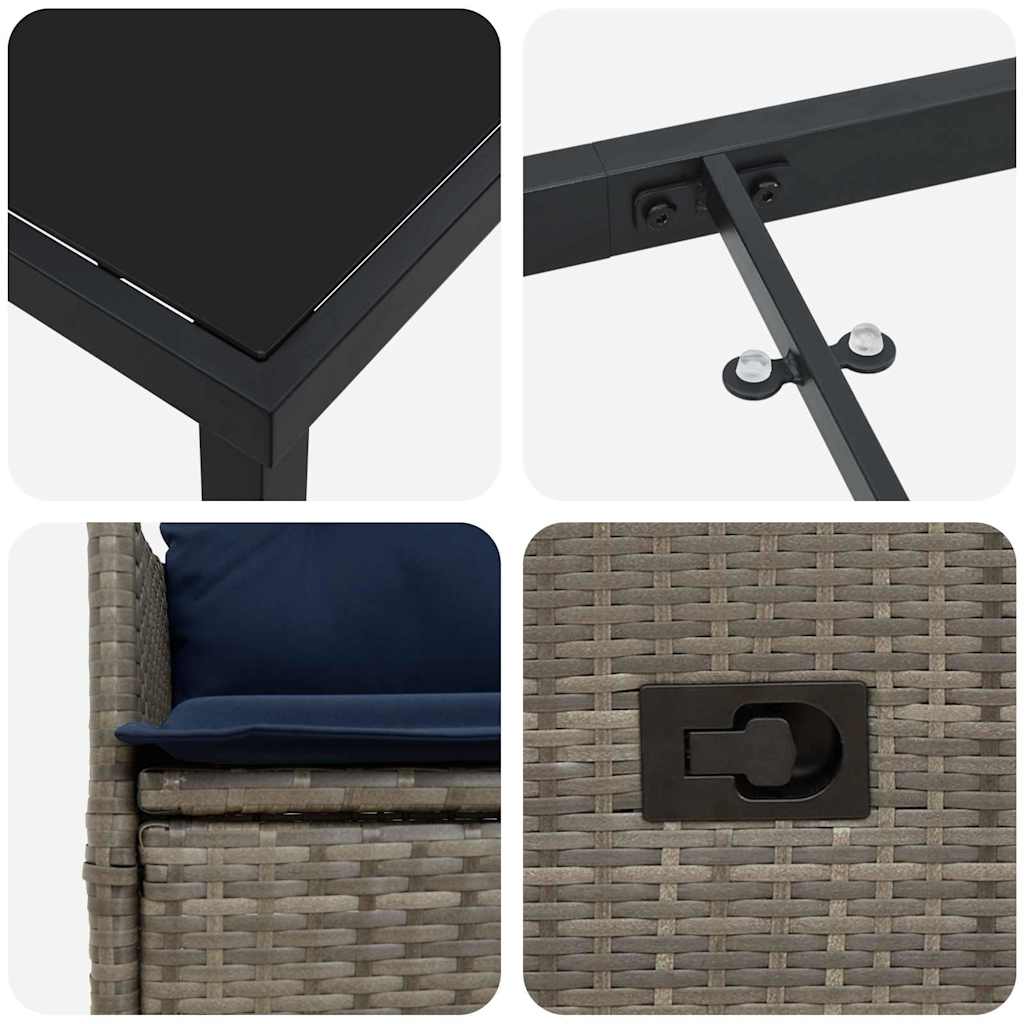 Set stola i stolica s jastukom 3 pcs Siva PE ratan