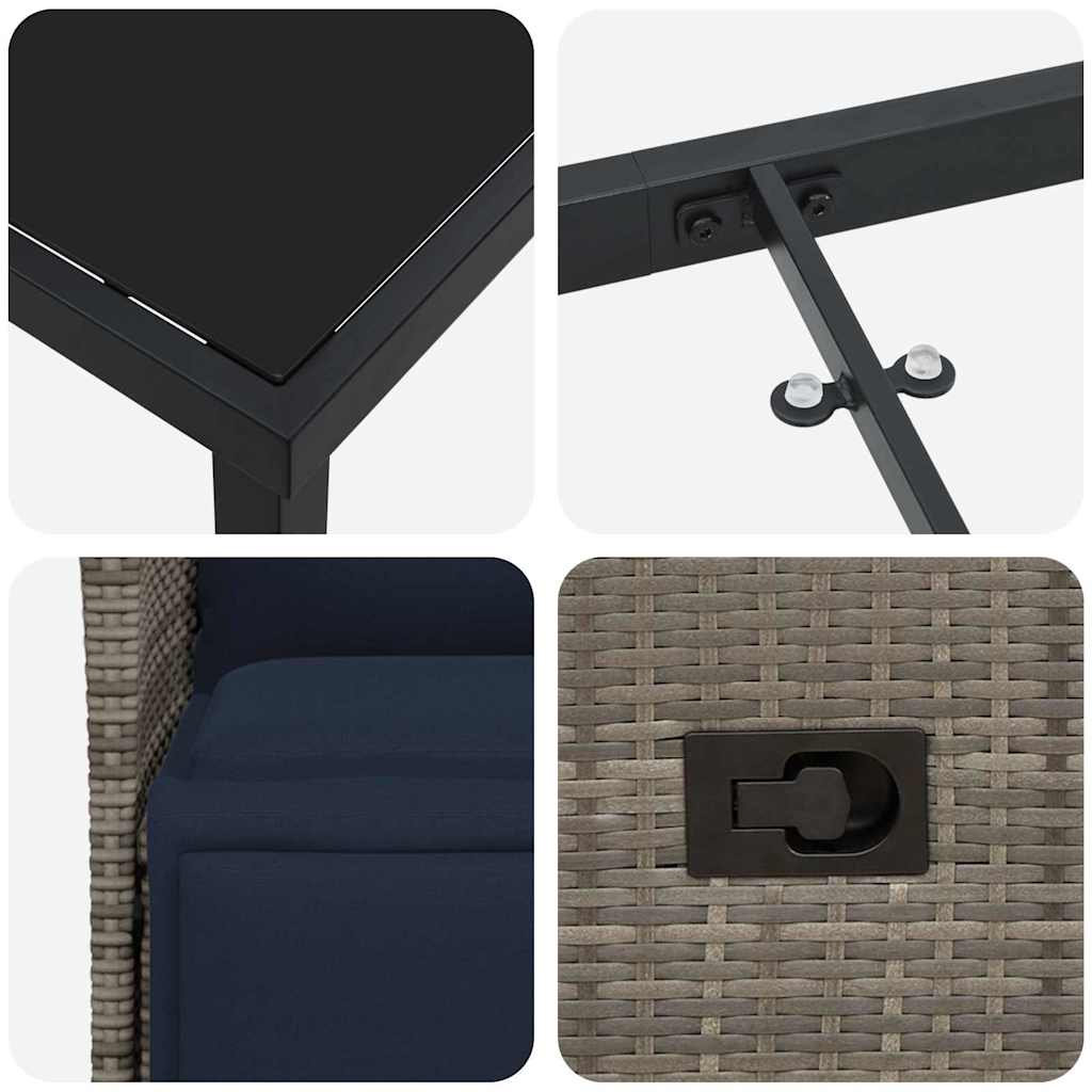 Set stola i stolica s jastukom 9 pcs Siva PE ratan