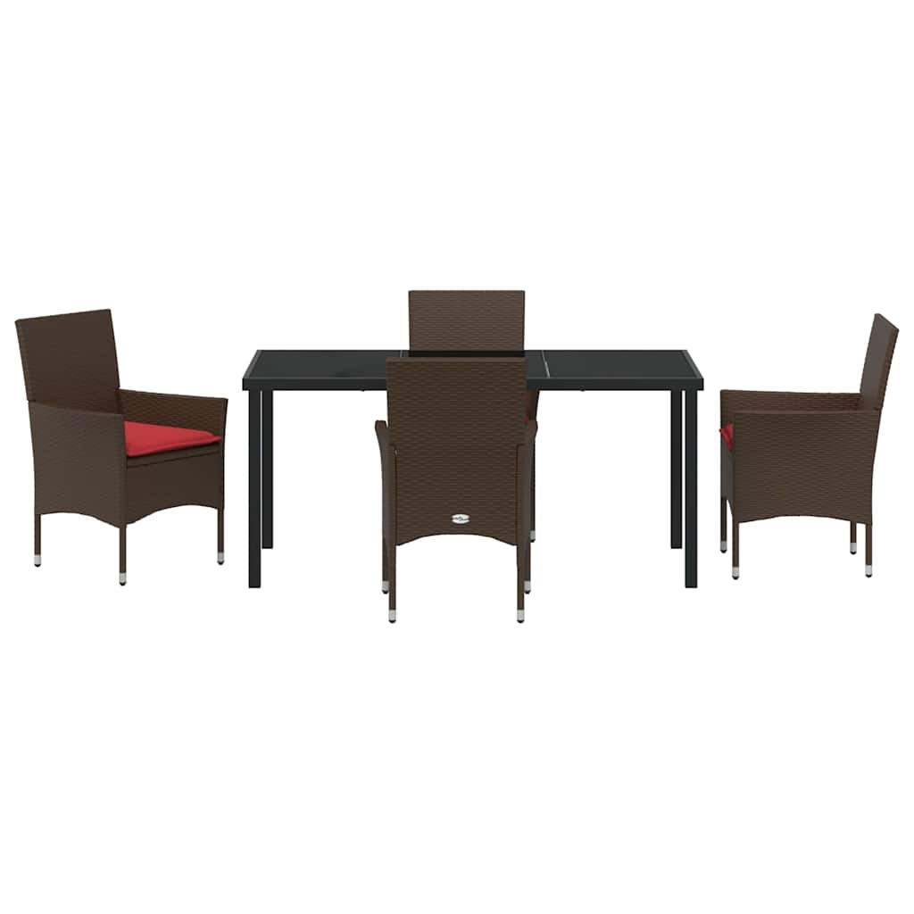 Set stola i stolica s jastukom 5 pcs Smeđa PE ratan