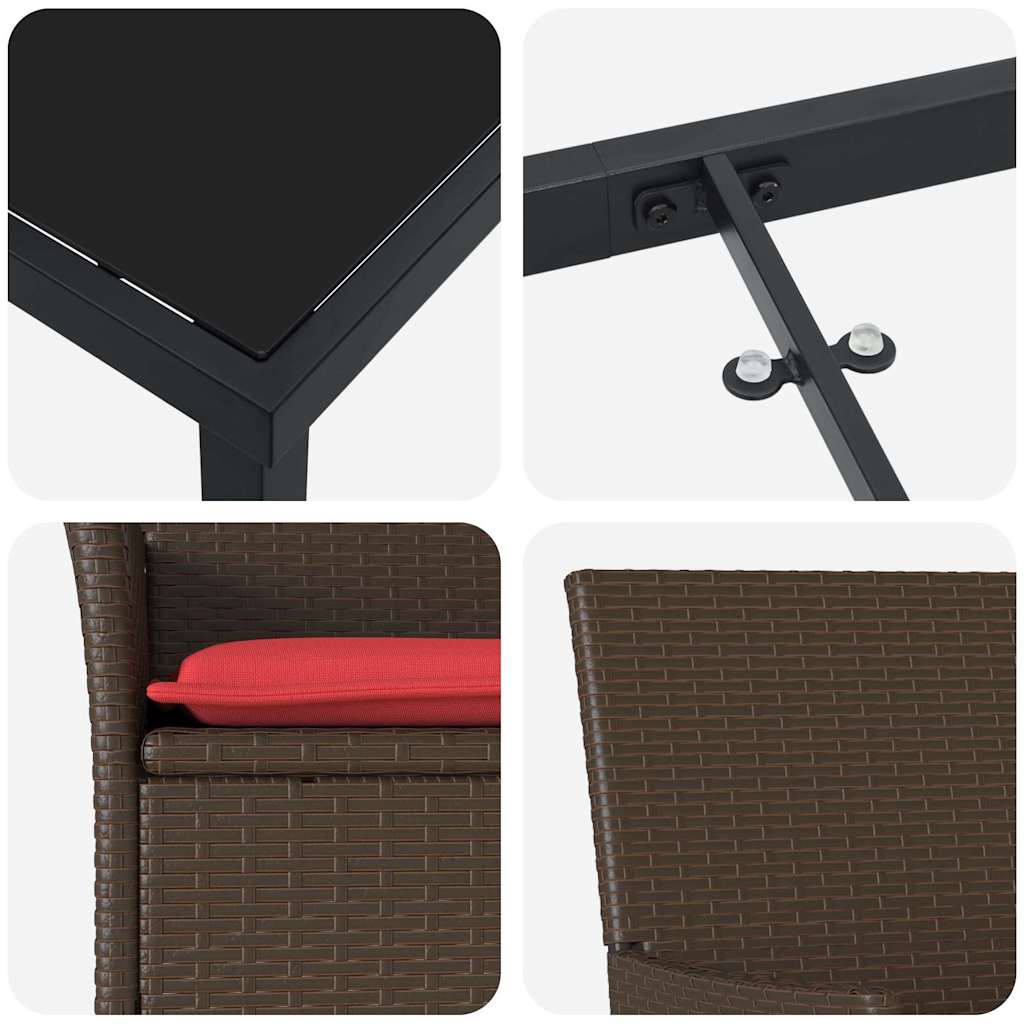 Set stola i stolica s jastukom 7 pcs Smeđa PE ratan
