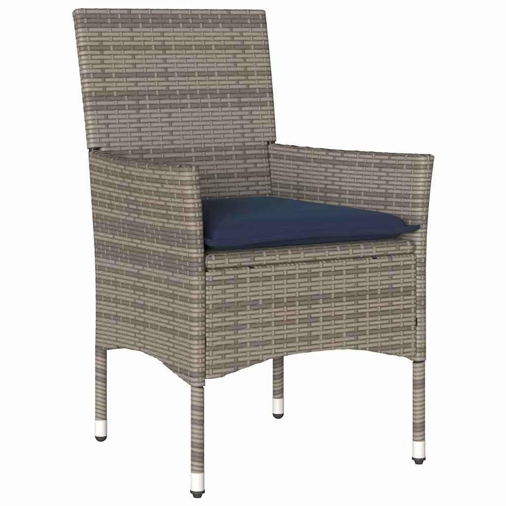 Set stola i stolica s jastukom 9 pcs Siva PE ratan