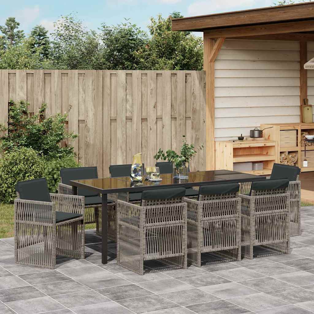 Vrtni set za objed 9 pcs Siva Čelik s prahom premazan