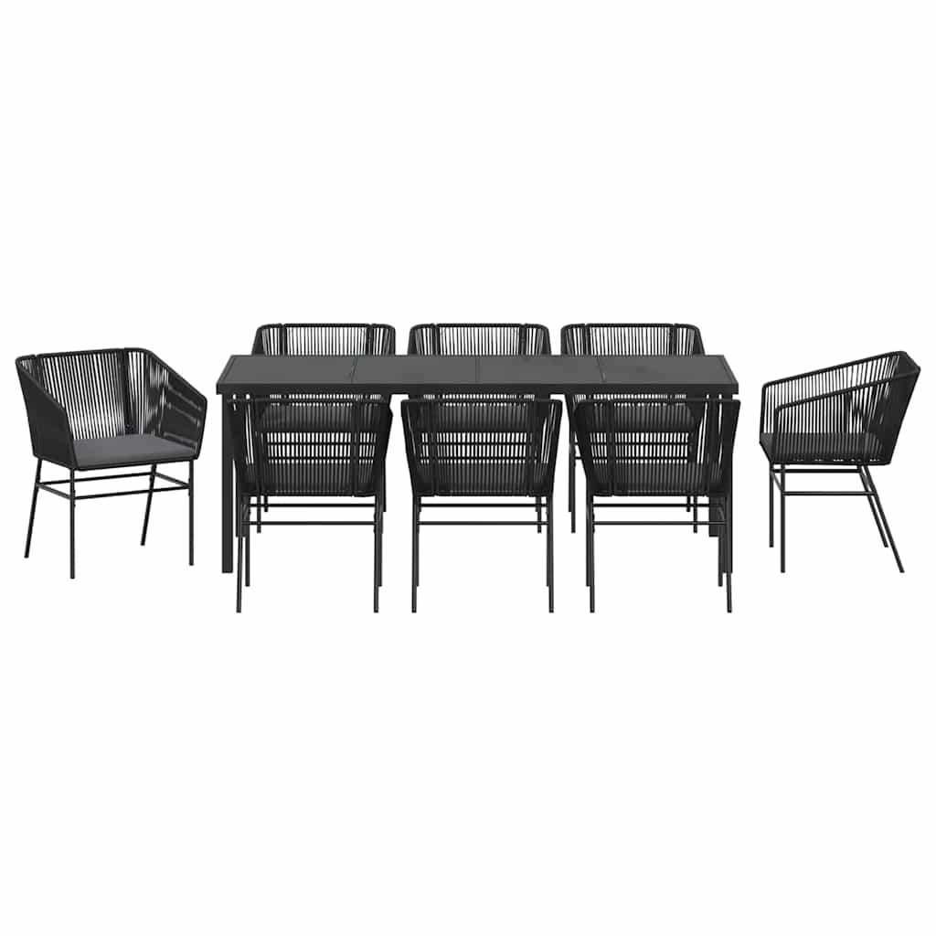 Vrtni set za objed 9 pcs Crna Čelik s prahom premazan