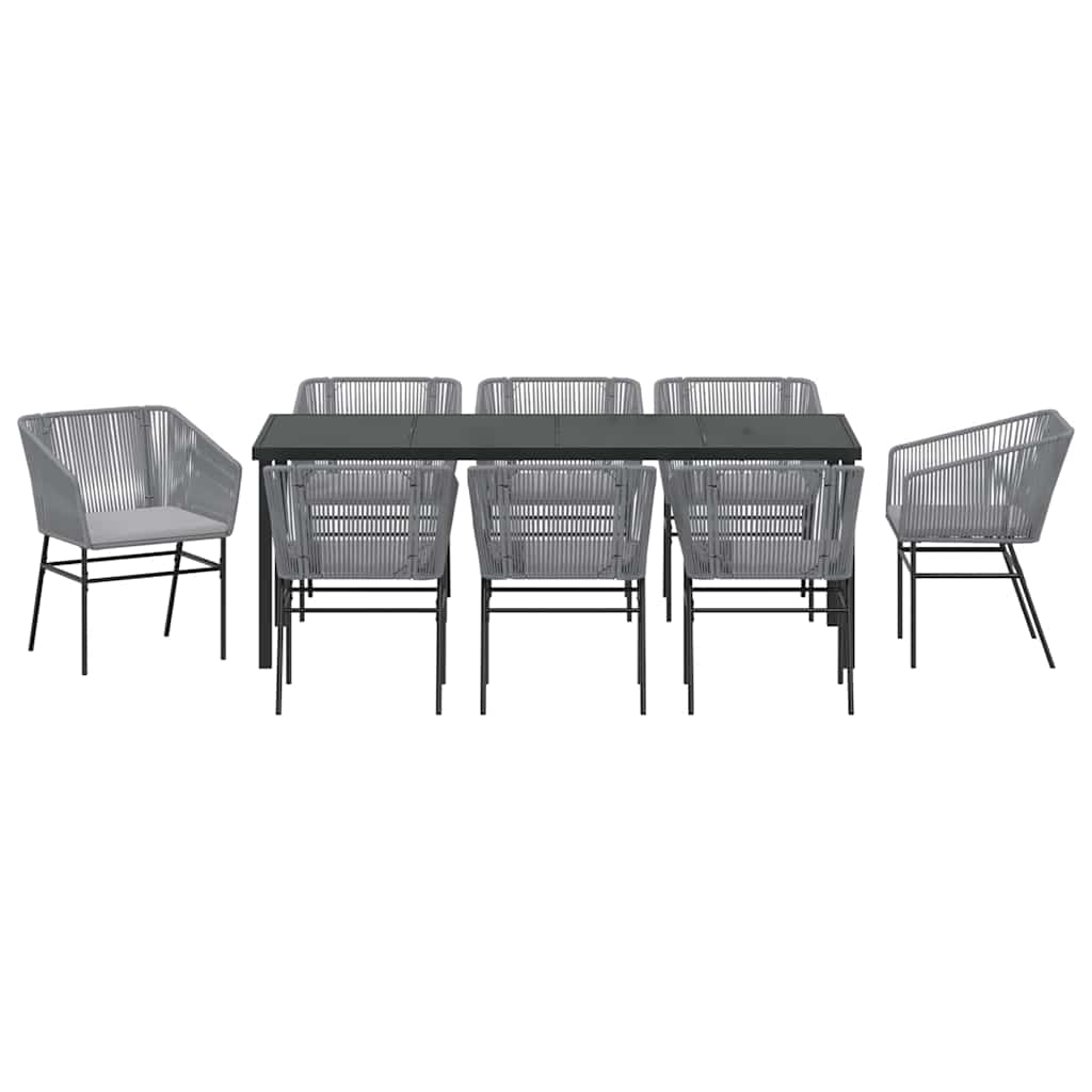 Vrtni set za objed 9 pcs Siva Čelik s prahom premazan
