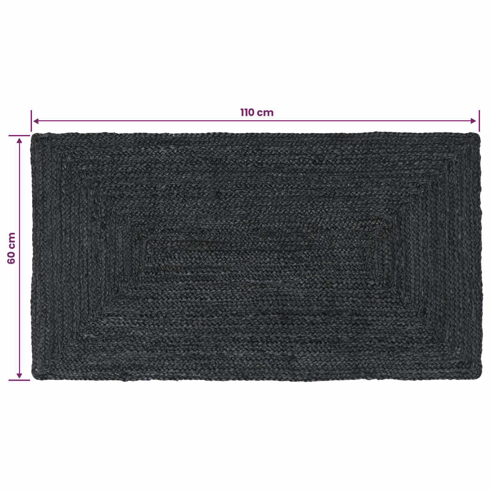 Tepisi za područja Pravokutni Tamnosiva 60 x 110 cm Juta