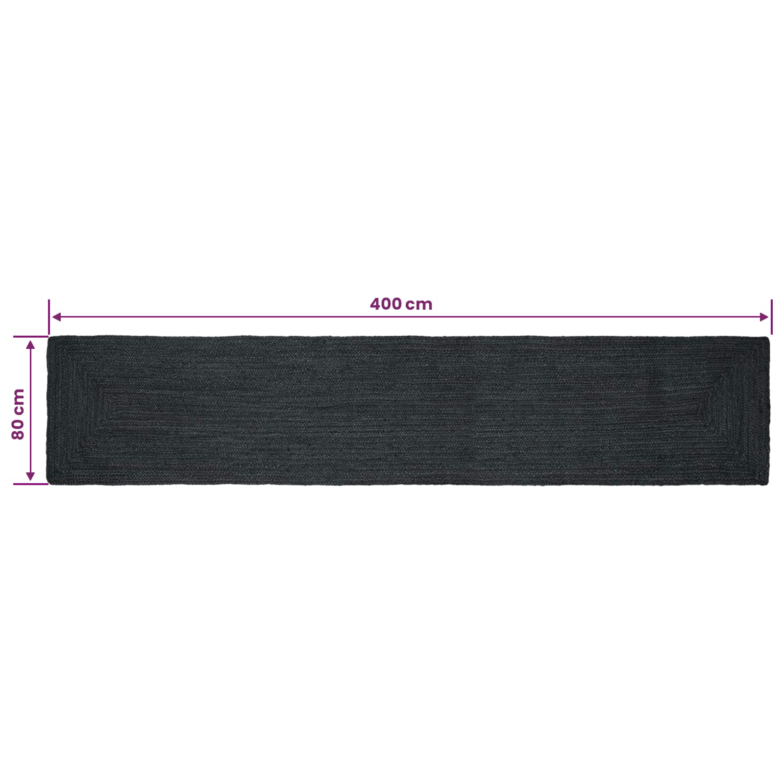 Tepisi za područja Pravokutni Tamnosiva 80 x 400 cm Juta