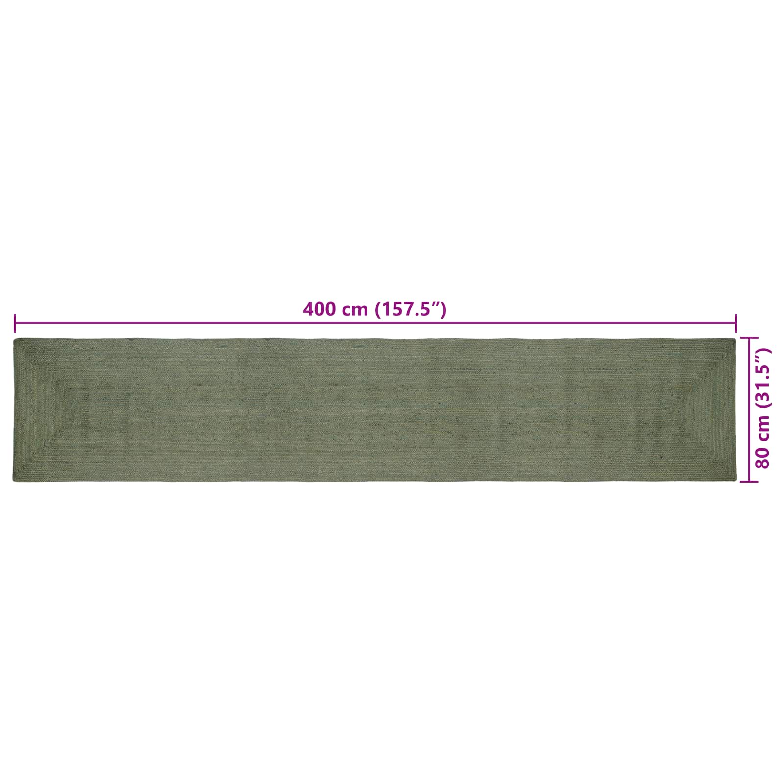 Tepisi za područja Pravokutni Maslinastozelena 80 x 400 cm Juta