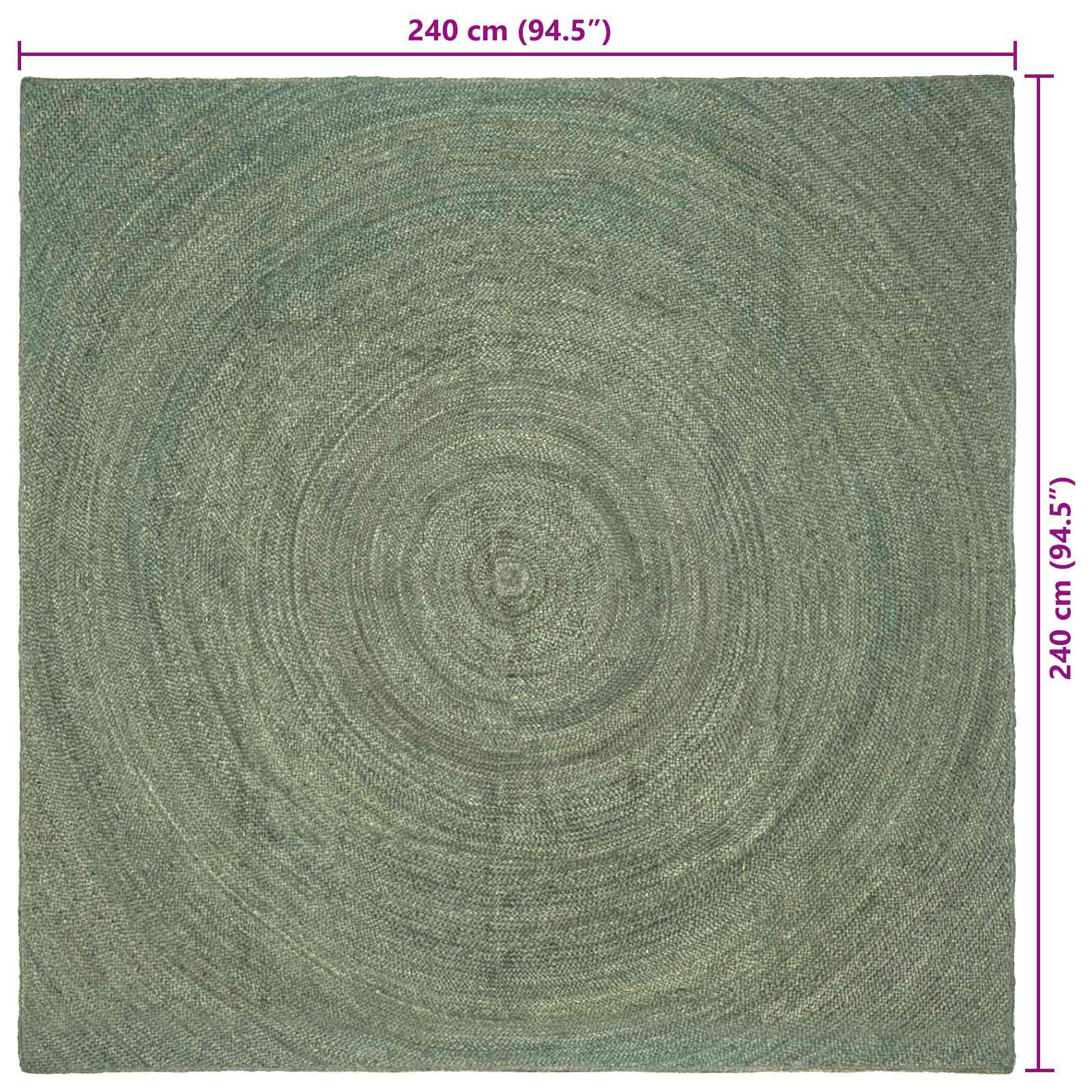 Tepisi za područja Maslinastozelena 240 x 240 cm Juta