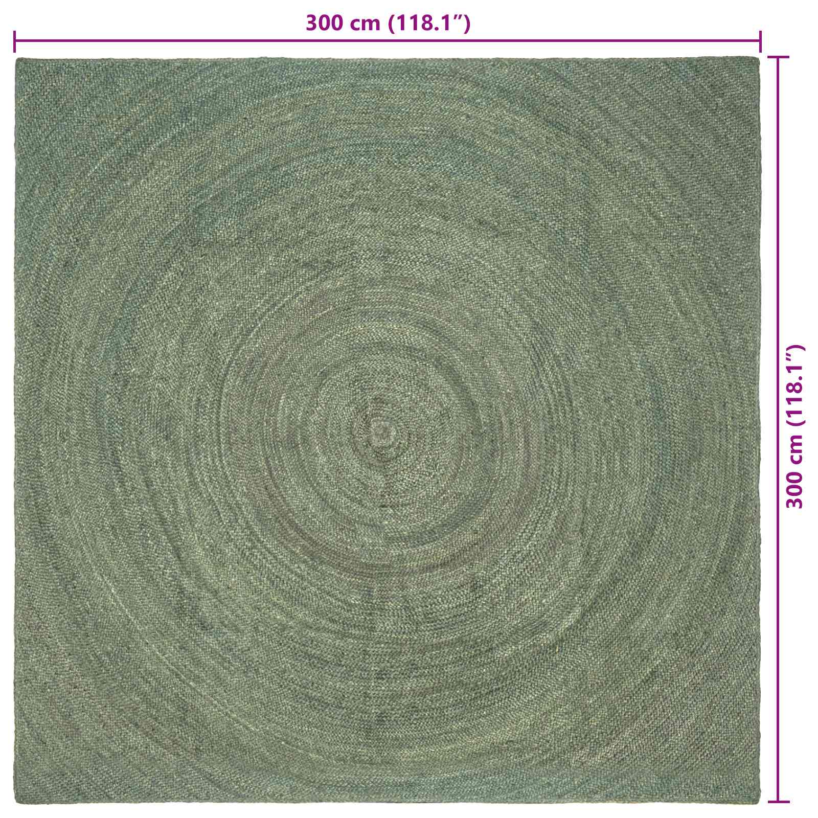 Tepisi za područja Maslinastozelena 300 x 300 cm Juta