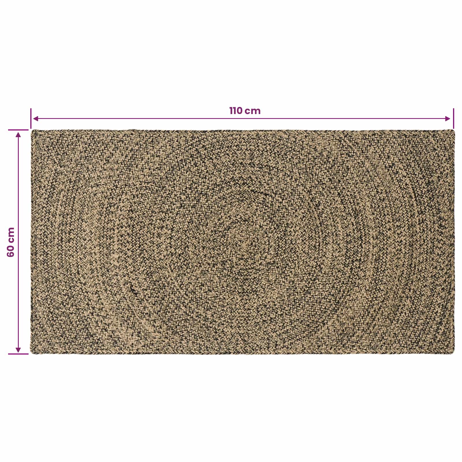 Tepisi za područja Prirodna i crna 60 x 110 cm Juta