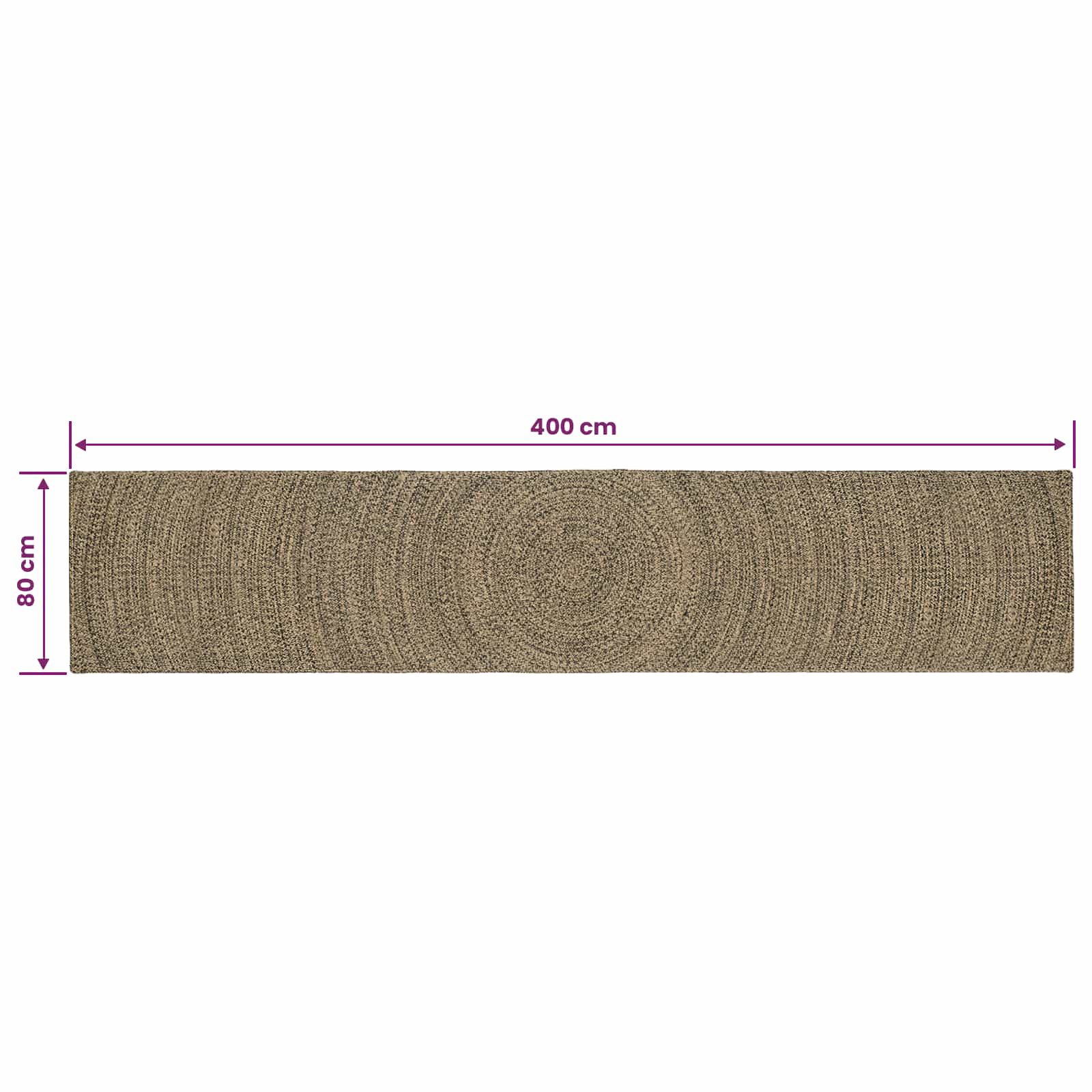 Tepisi za područja Prirodna i crna 80 x 400 cm Juta