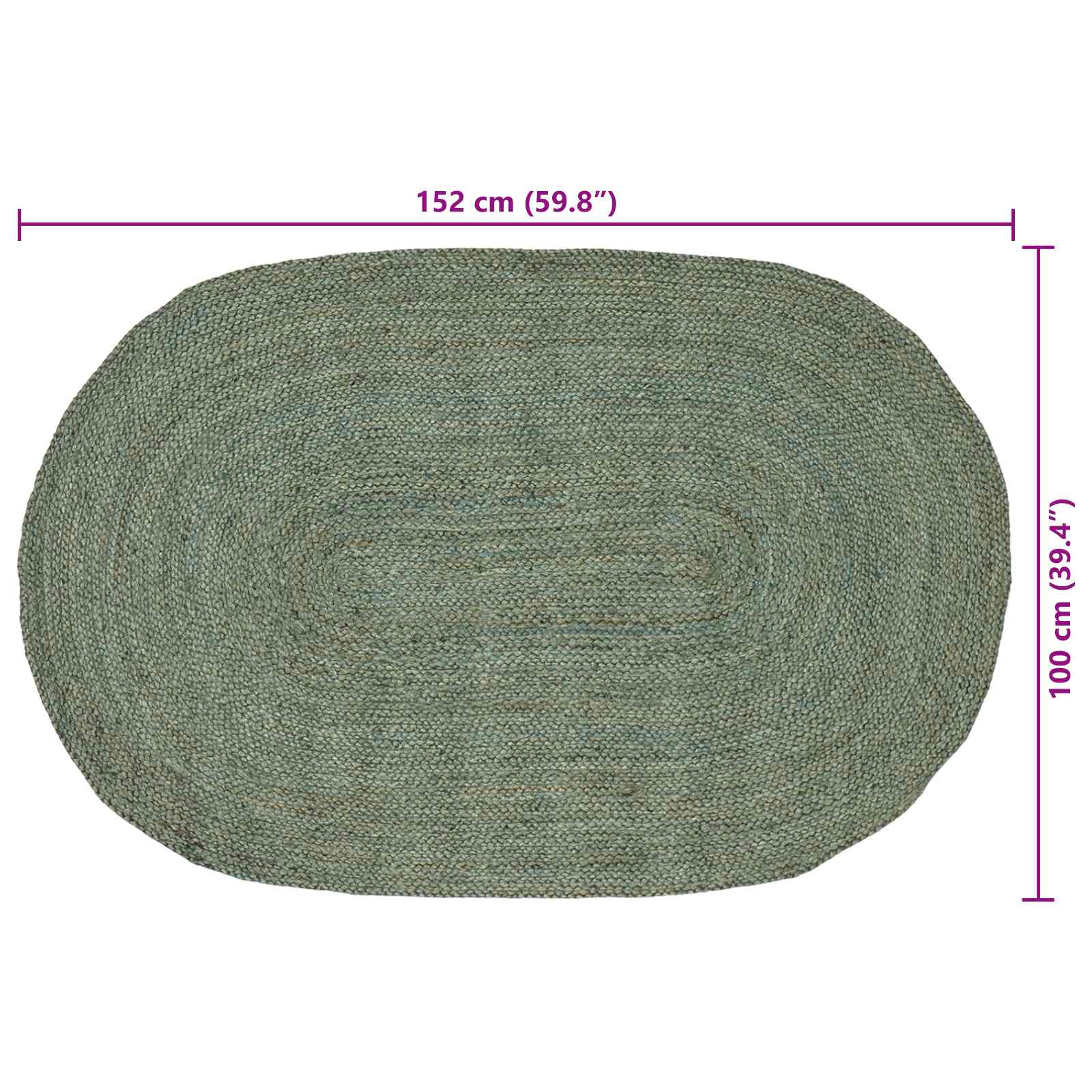Tepisi za područja Maslinastozelena 100 x 152 cm Juta