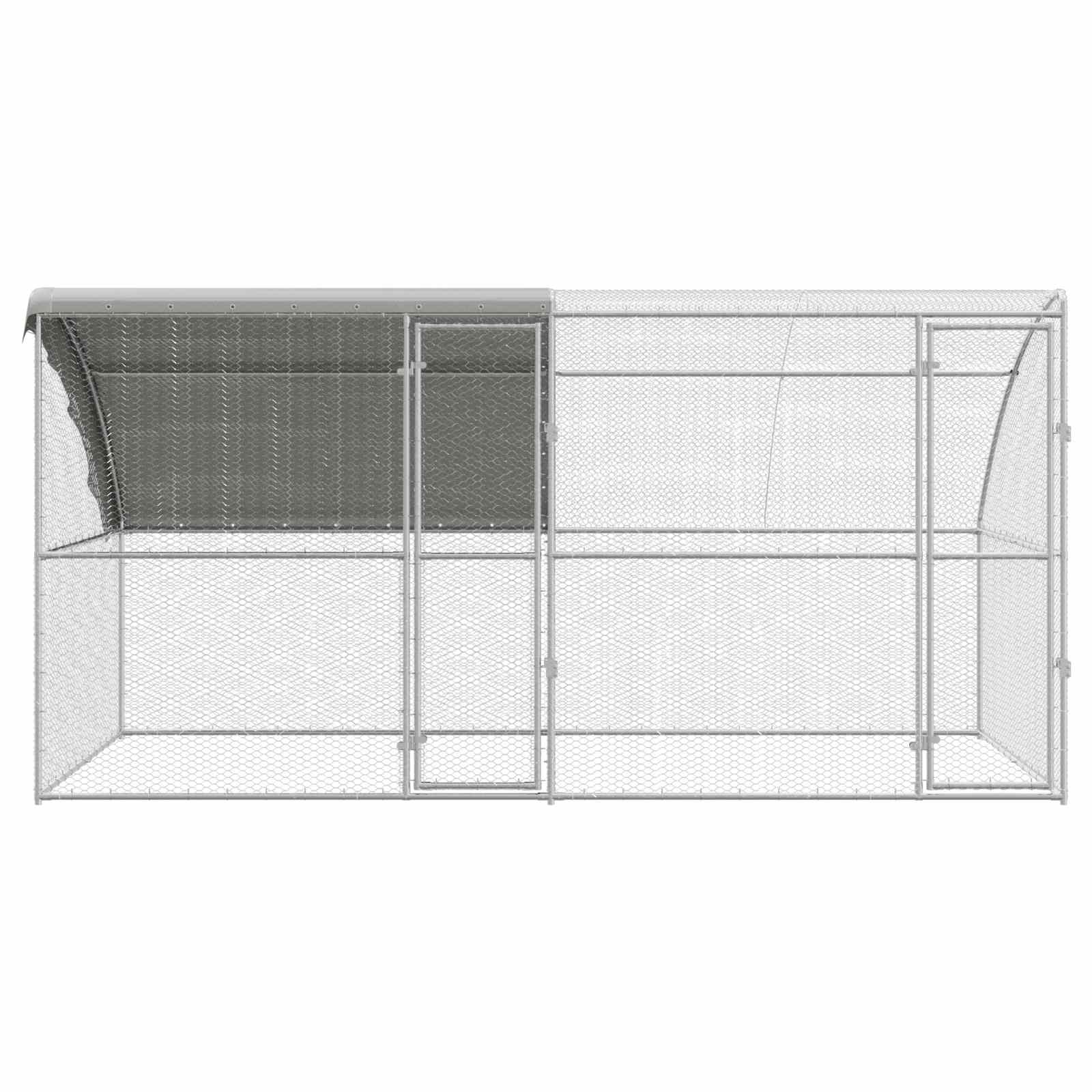 Kavez za piliće 2 pcs Srebrno 400 x 200 x 200 cm Čelik i PE