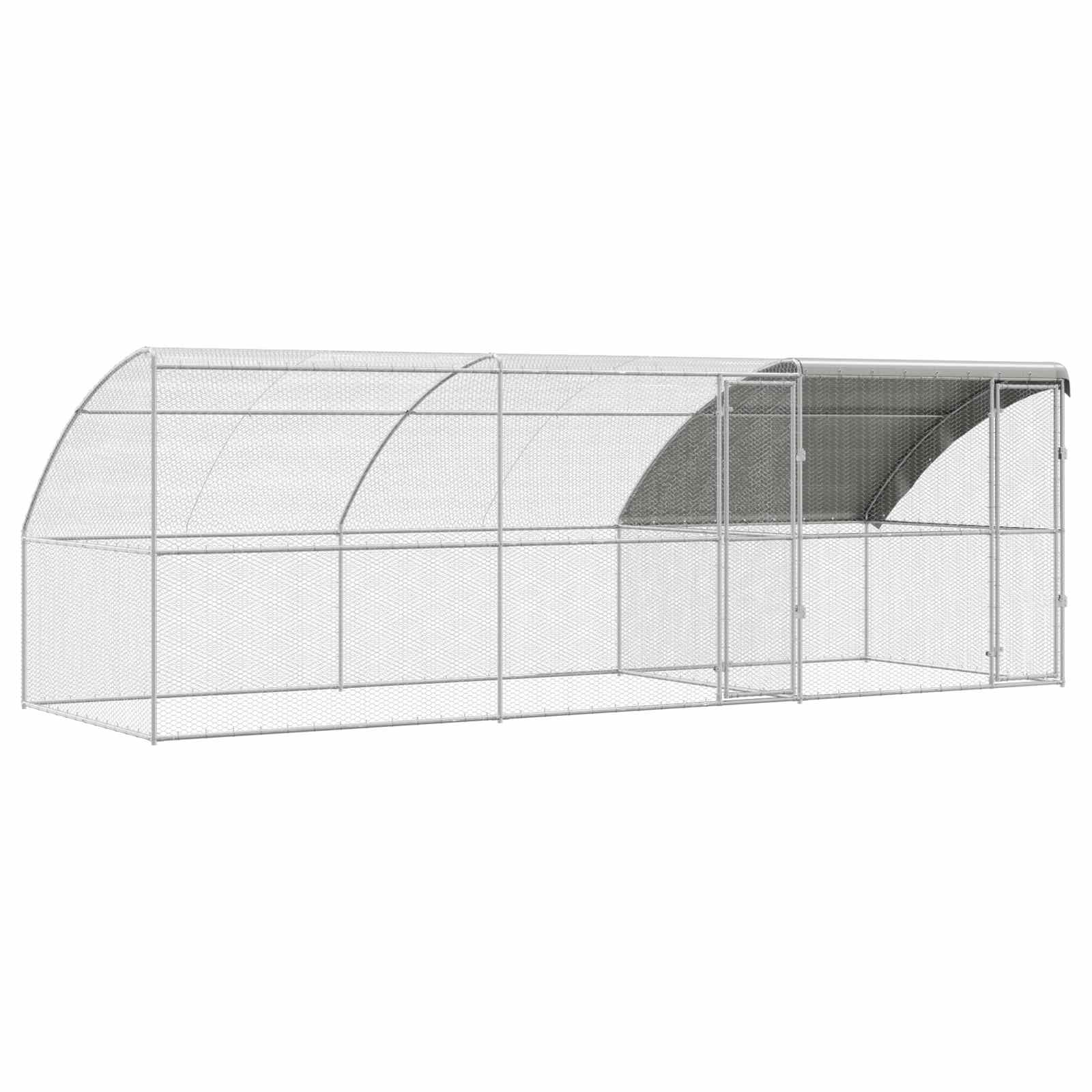 Kavez za piliće 3 pcs Srebrno 600 x 200 x 200 cm Čelik i PE