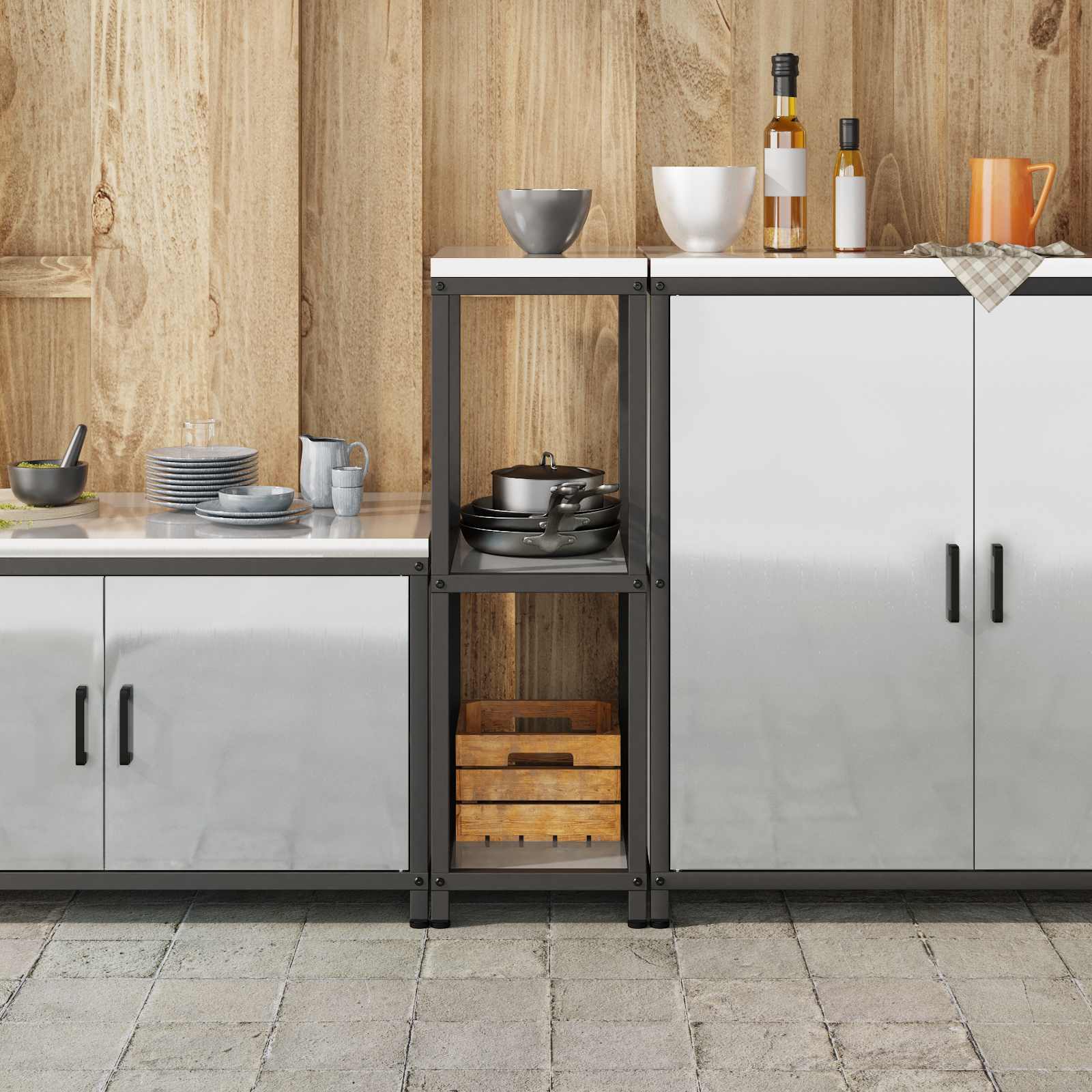 Kuhinjsko skladištenje HATTEM Srebrna 30 x 50 x 92 cm Čelik