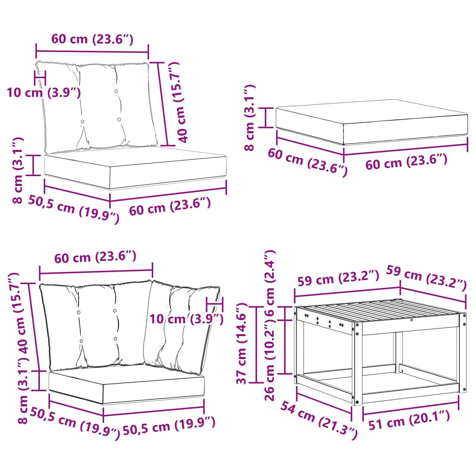 Set vanjskih sofa 9 pcs Prirodna i bež