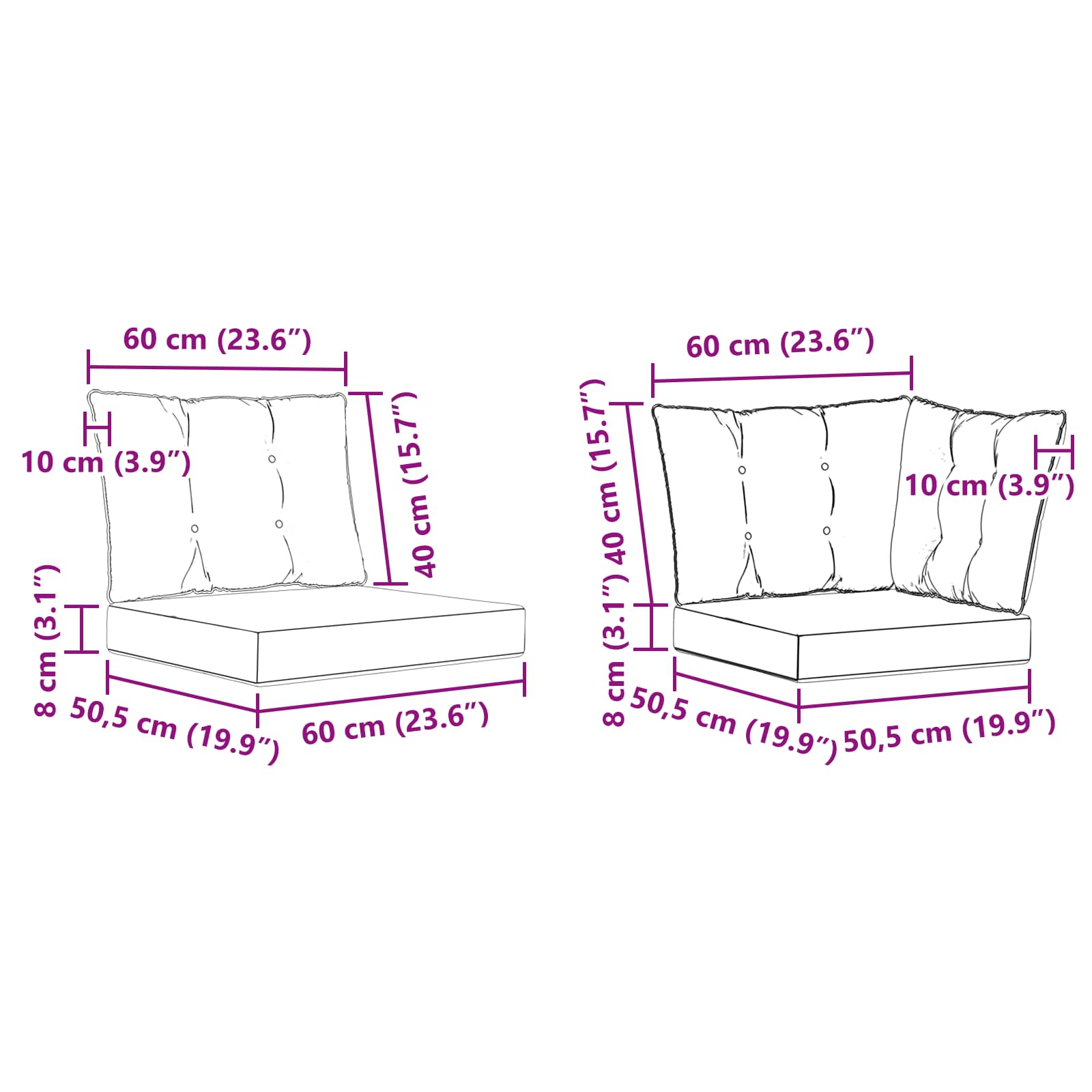 Set vanjskih sofa 6 pcs Prirodna i crna