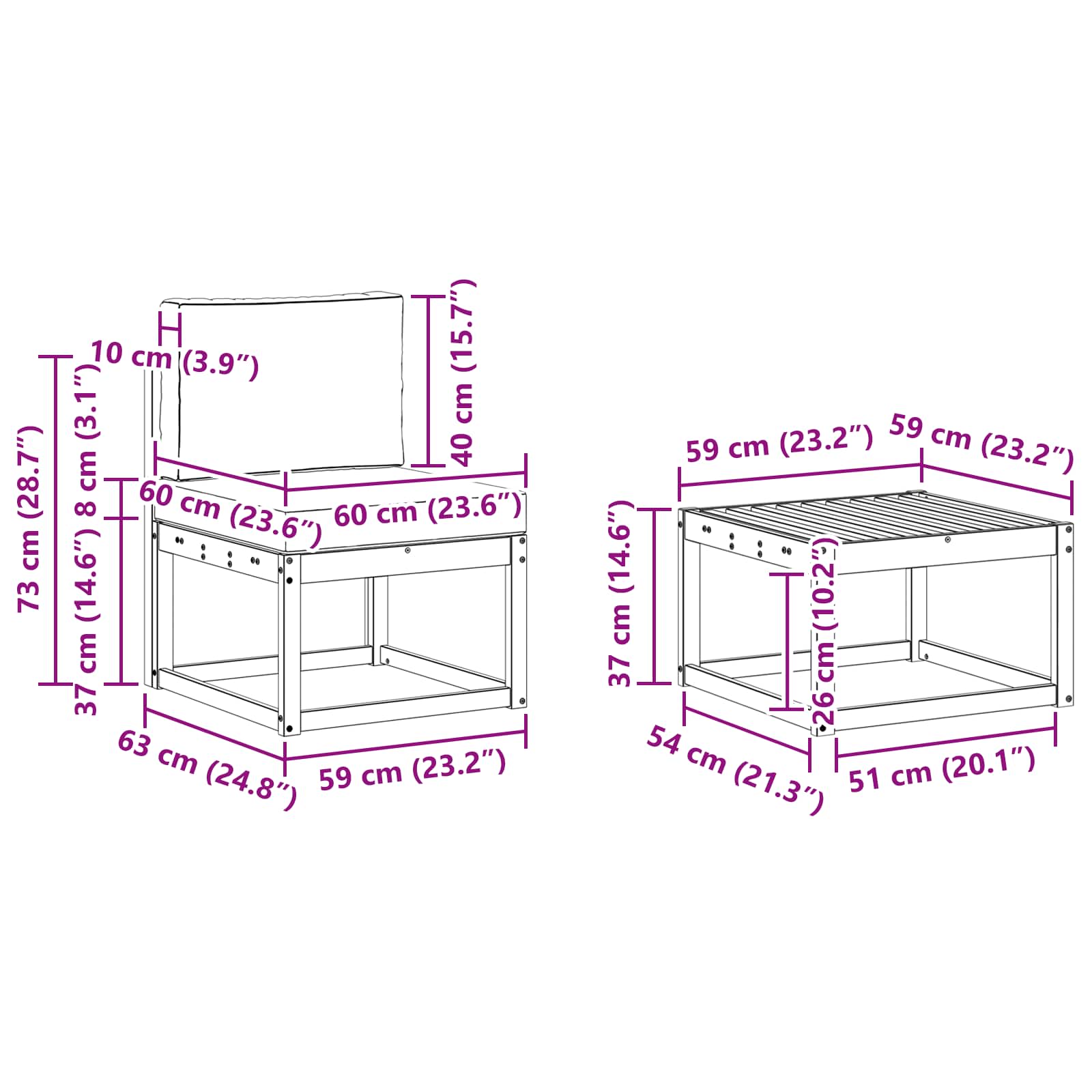 Set vanjskih sofa 6 pcs Prirodna i krem Poliester