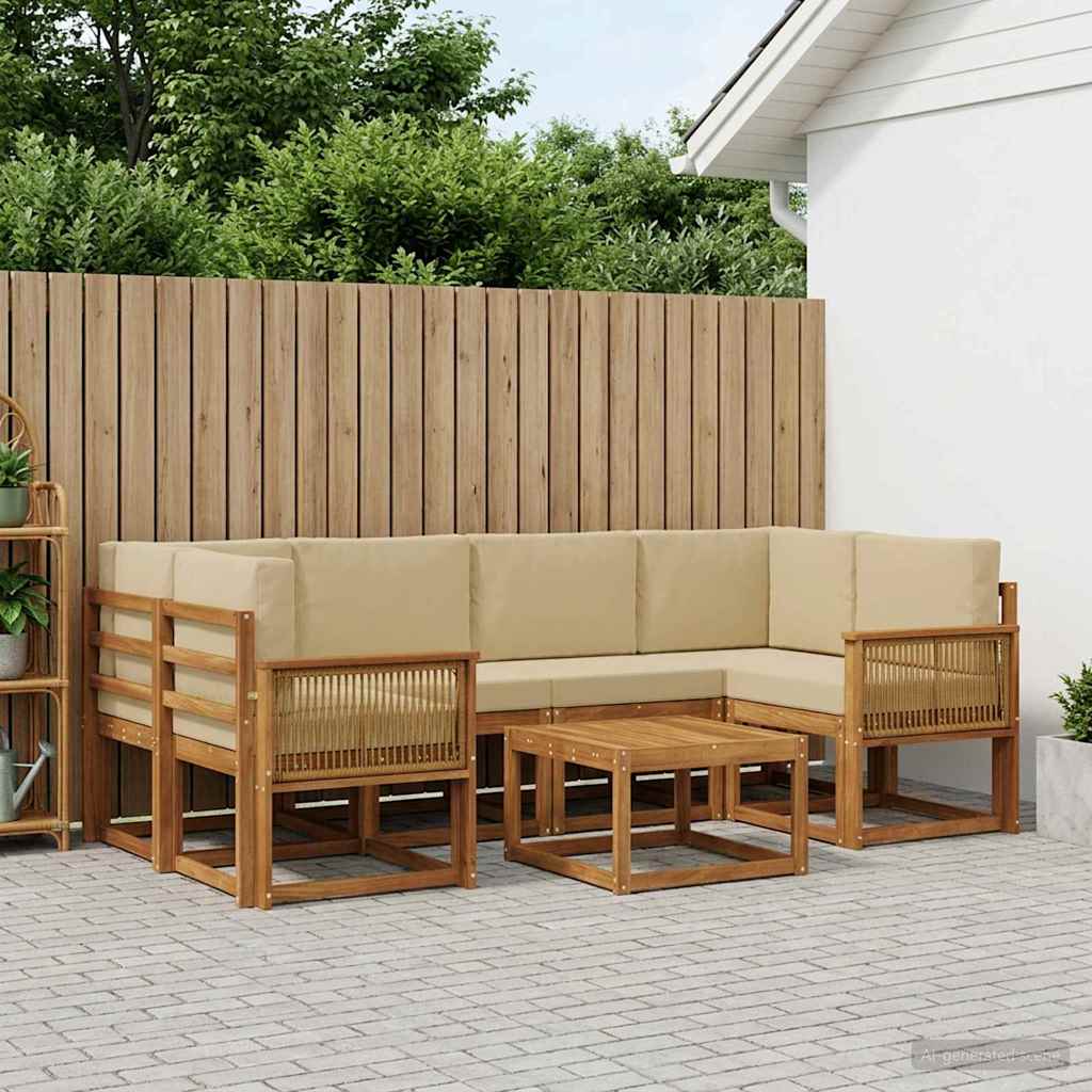 Set vanjskih sofa 7 pcs Prirodna i bež Poliester