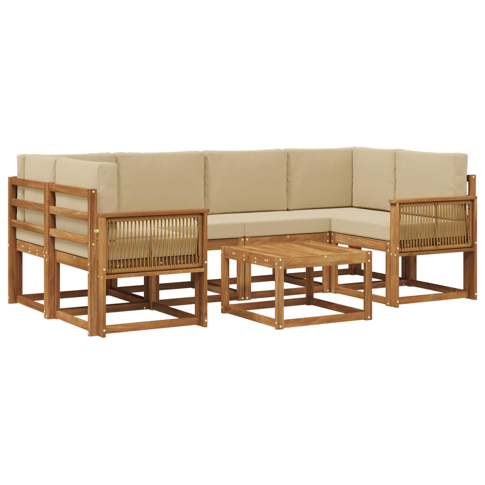 Set vanjskih sofa 7 pcs Prirodna i bež Poliester