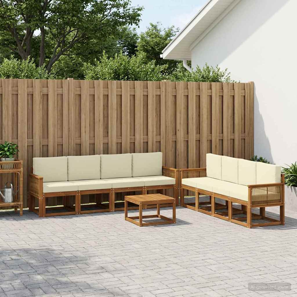 Set vanjskih sofa 9 pcs Prirodna i krem Poliester
