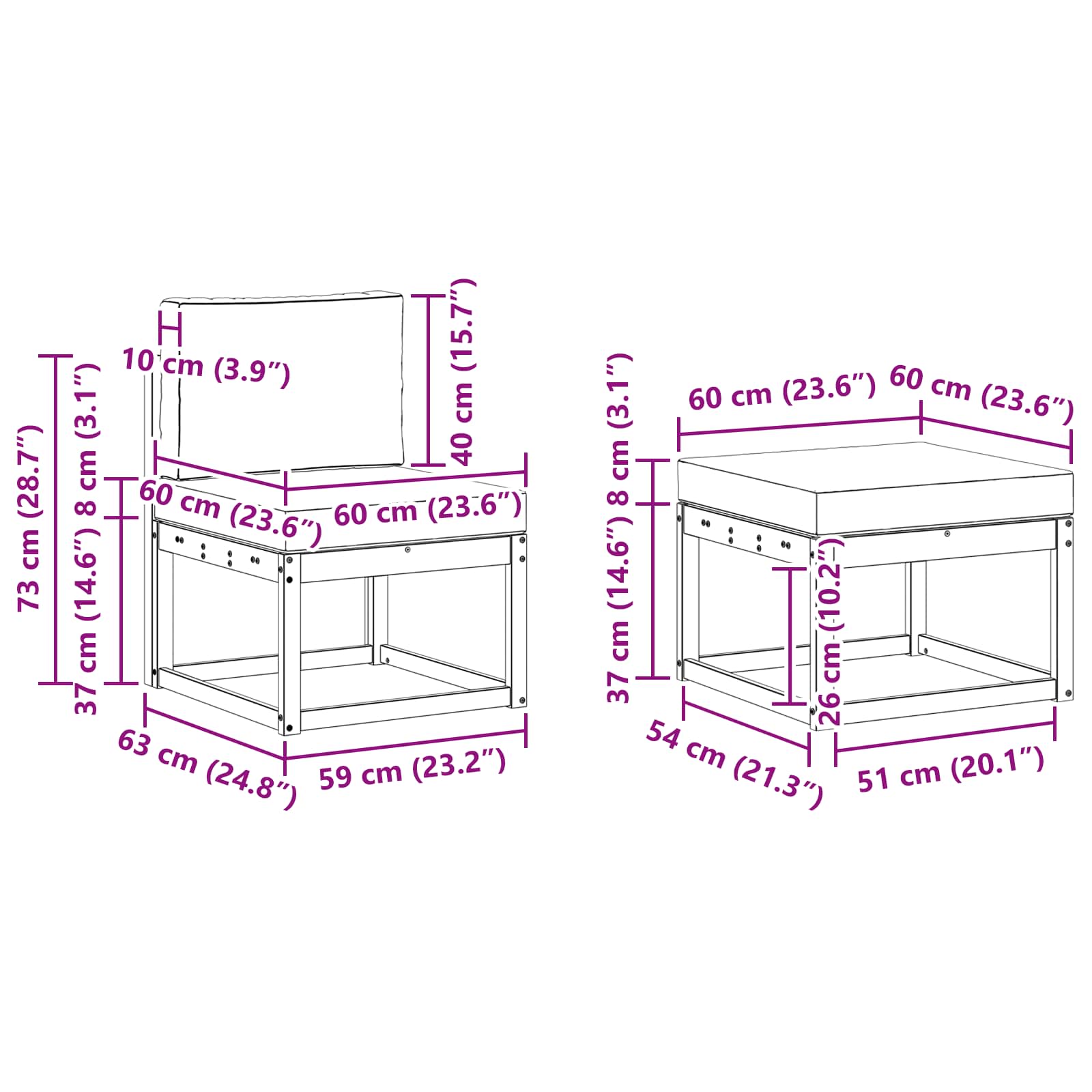 Set vanjskih sofa 4 pcs Prirodna i bež Poliester