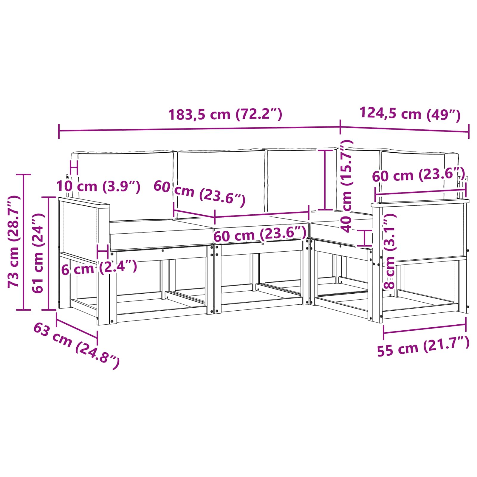 Set vanjskih sofa 4 pcs Prirodna i bež Poliester