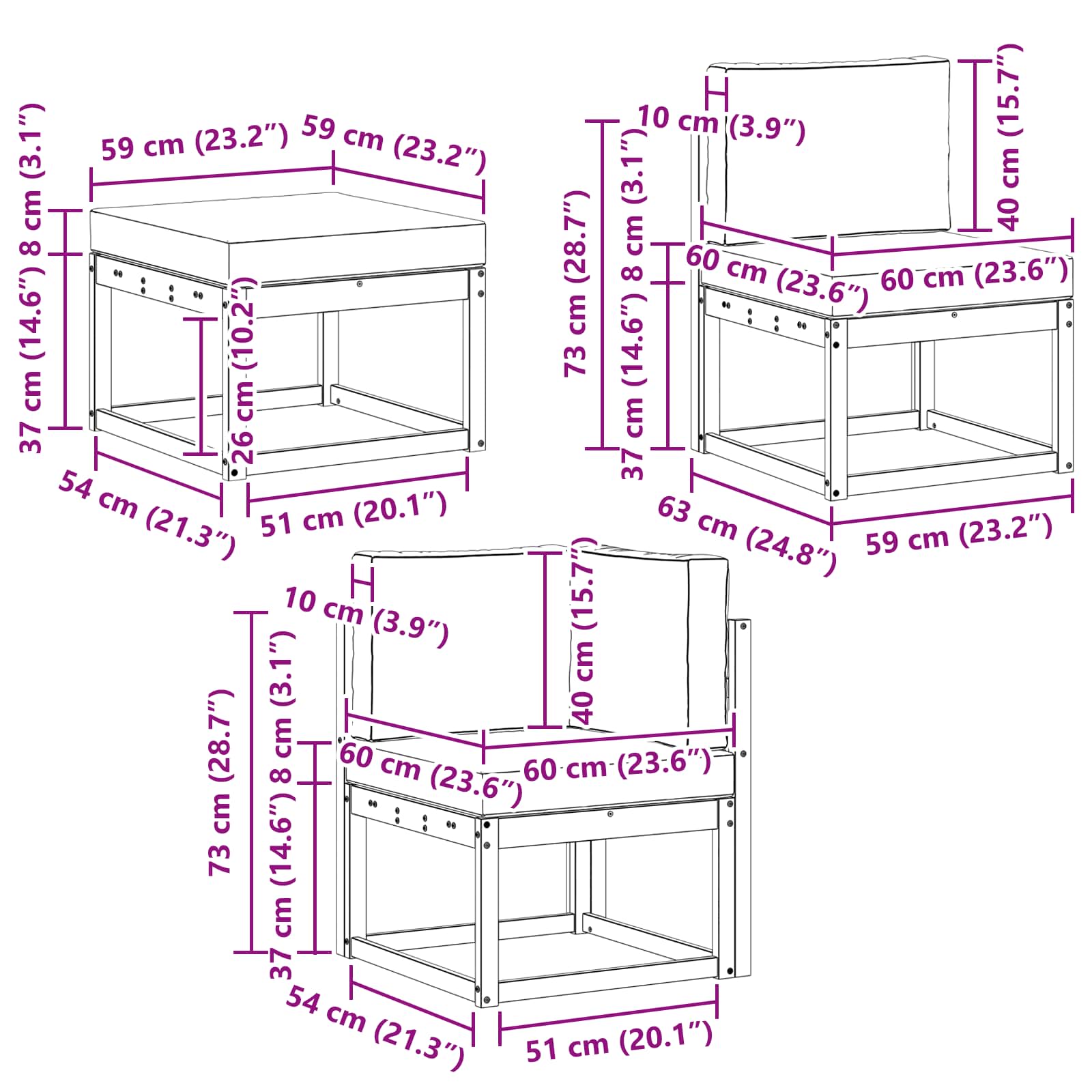 Set vanjskih sofa 6 pcs Prirodna i svjetlosiva