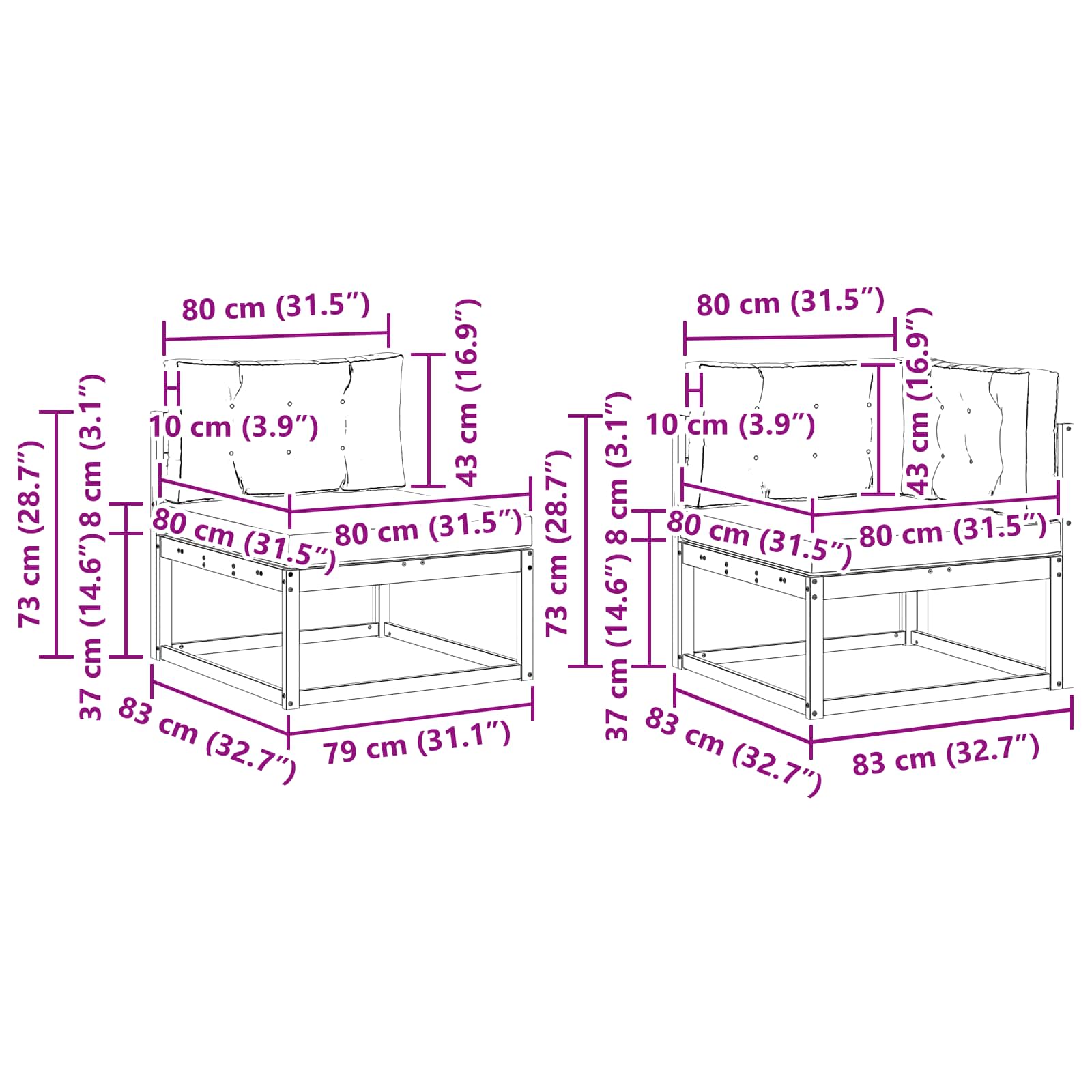 Set vanjskih sofa 5 pcs Prirodna i krem