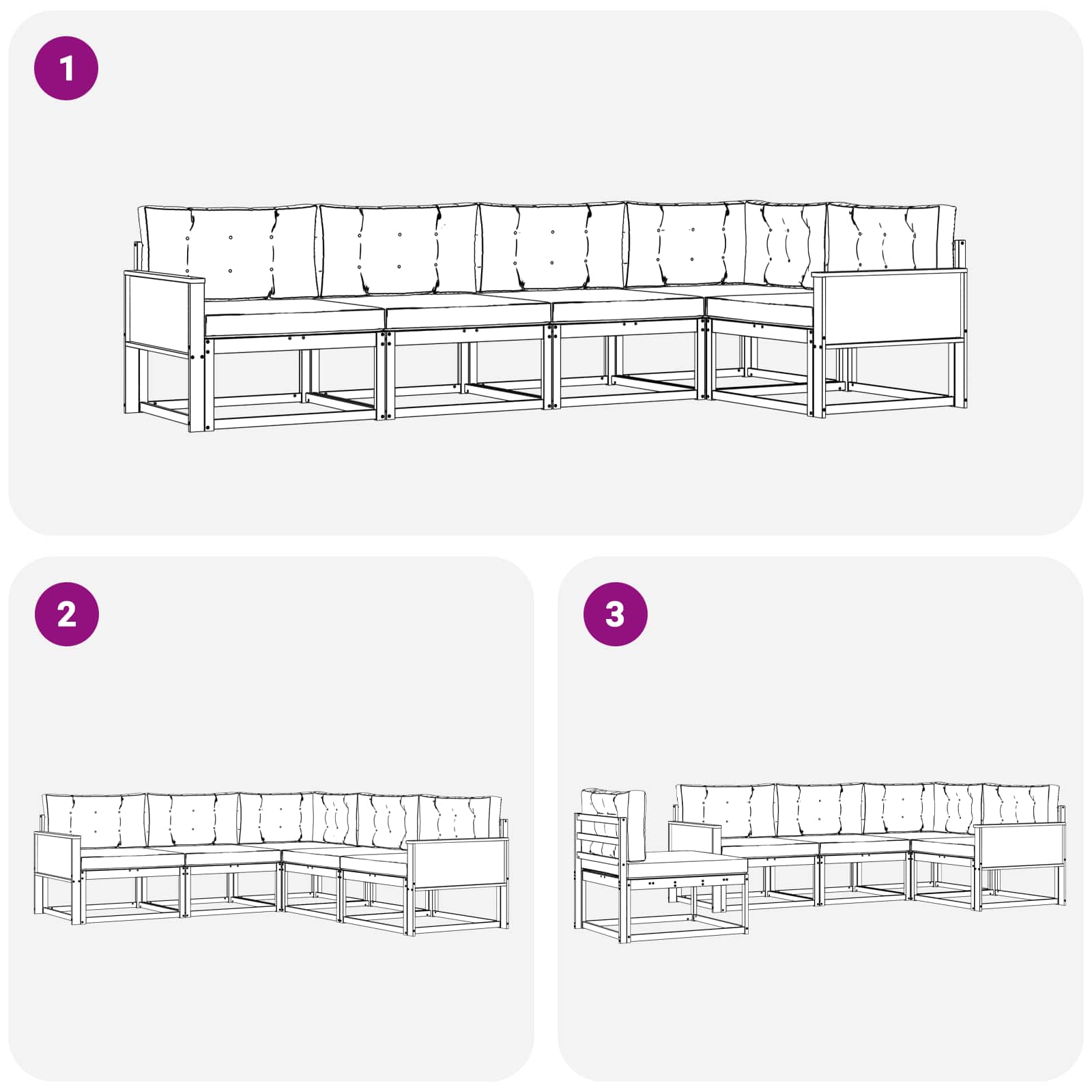 Set vanjskih sofa 5 pcs Prirodna i krem
