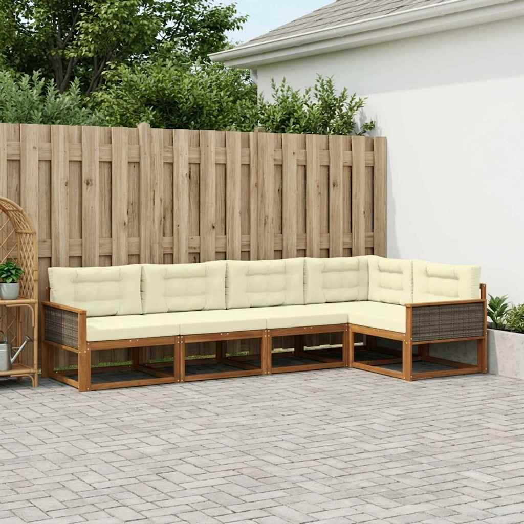Set vanjskih sofa 5 pcs Prirodna i krem
