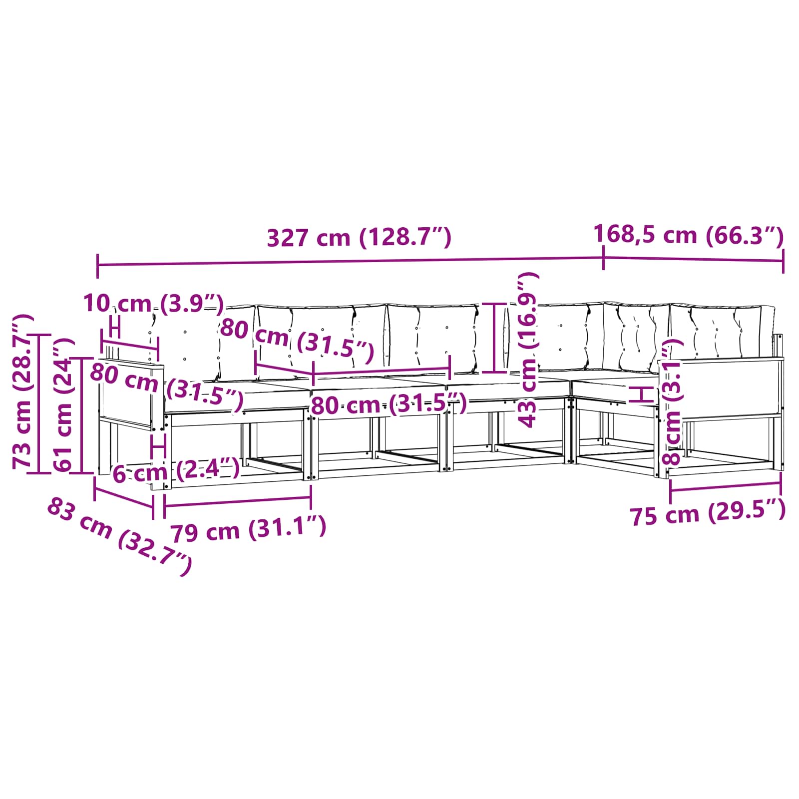 Set vanjskih sofa 5 pcs Prirodna i antracit