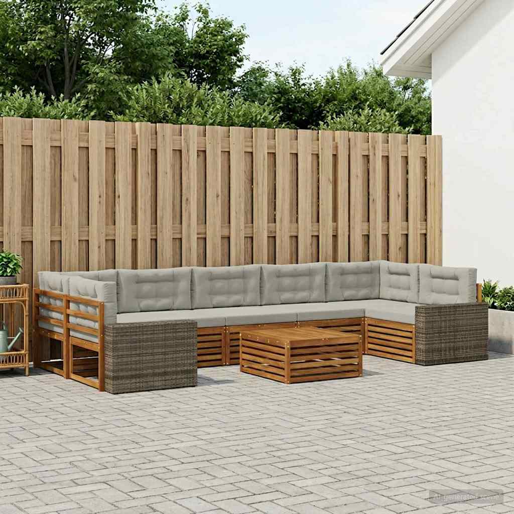 Set vanjskih sofa 8 pcs Prirodna i svjetlosiva
