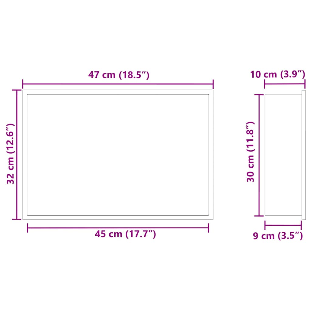 Ničica za tuš Crna 45 x 30 x 9,5 cm Nehrđajući čelik